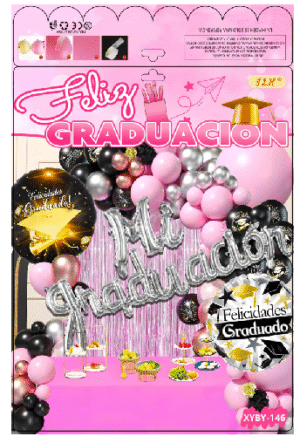 DECORACION DE GRADUACION ROSA